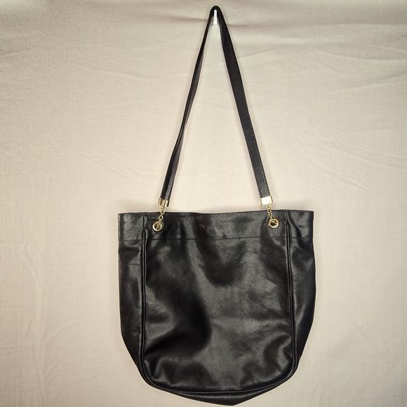 Bottega Veneta Handbags - Bottega Veneta Marco Polo Bucket Shoulder Bag Black Leather Gold Hardware Tote